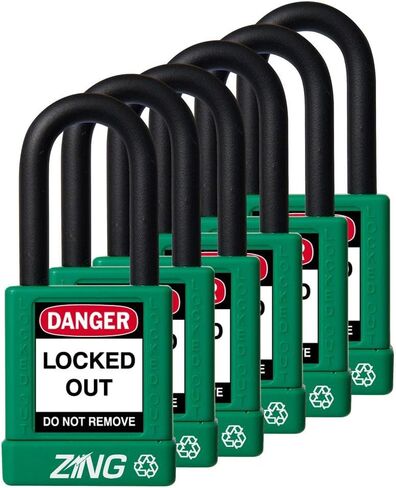 Zing Green Products 7062 RecycLock Safety Padlock Keyed Alike, 1.5 Inch Shackle, 1.75 Inch Body, Red, 3 Pack in Saudi Arabia