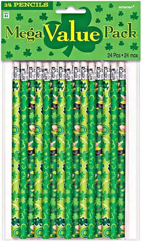 amscan Assorted St. Patrick's Day Green Wood Pencils - 9.75" x 5.75" (Pack Of 24) - Festive & Durable Writing Supplies in Saudi Arabia