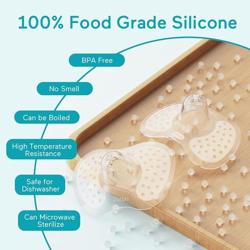 واقيات حلمات الاتصال من Paruu، واقيات حلمات الرضاعة الطبيعية على شكل فراشة لحماية الحلمات المتقرحة أو المسطحة أو المقلوبة، 100% سيليكون صالح للطعام، مصنوع بدون مادة BPA/BPS، ويتضمن حقيبة حمل (20 مم) in Kuwait