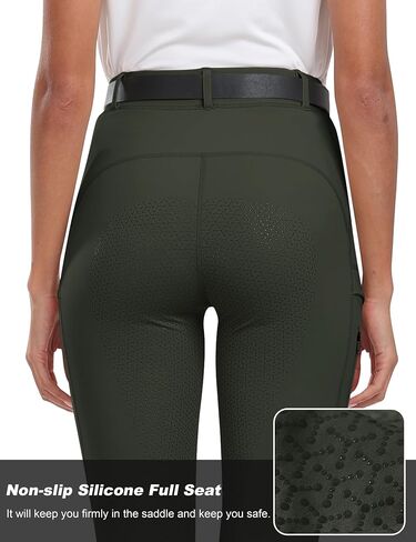 MoFiz Women's Silicone Full Seat Horse Riding Pants Zipper Pockets Equestrian Breeches Riding Tights in Kuwait