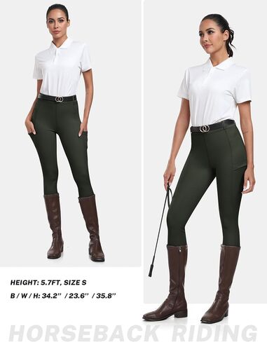 MoFiz Women's Silicone Full Seat Horse Riding Pants Zipper Pockets Equestrian Breeches Riding Tights in Kuwait