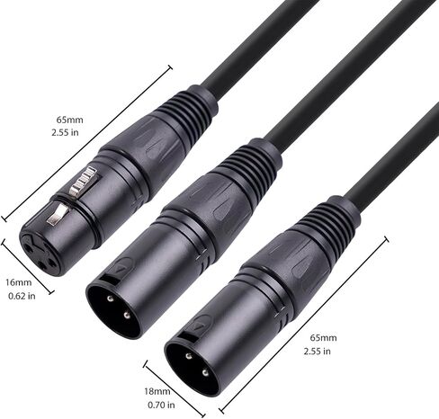 كابل مقسم XLR، 3 دبابيس XLR أنثى إلى ثنائي XLR ذكر تصحيح Y كابل مقسم ميكروفون متوازن محول صوت - 1.64 قدم in Saudi Arabia