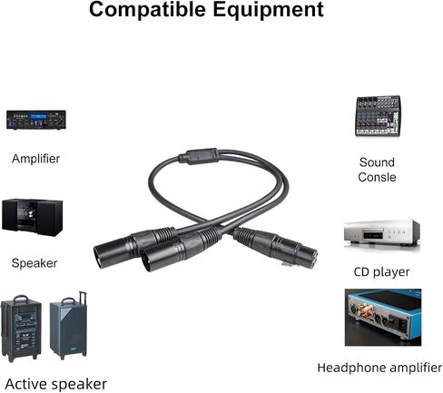 كابل مقسم XLR، 3 دبابيس XLR أنثى إلى ثنائي XLR ذكر تصحيح Y كابل مقسم ميكروفون متوازن محول صوت - 1.64 قدم in Saudi Arabia