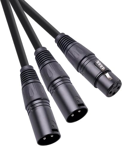 كابل مقسم XLR، 3 دبابيس XLR أنثى إلى ثنائي XLR ذكر تصحيح Y كابل مقسم ميكروفون متوازن محول صوت - 1.64 قدم in Saudi Arabia