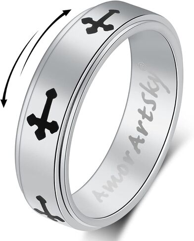 Fidget Rings for Women Men Anxiety: Titanium Stainless Steel Spinner Gear Ring Thumb Ring Mens womens Wedding Band Ring Silver Blue Black Tone Size 6 7 8 9 10 in Saudi Arabia