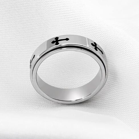 Fidget Rings for Women Men Anxiety: Titanium Stainless Steel Spinner Gear Ring Thumb Ring Mens womens Wedding Band Ring Silver Blue Black Tone Size 6 7 8 9 10 in Saudi Arabia