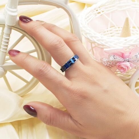 Fidget Rings for Women Men Anxiety: Titanium Stainless Steel Spinner Gear Ring Thumb Ring Mens womens Wedding Band Ring Silver Blue Black Tone Size 6 7 8 9 10 in Saudi Arabia
