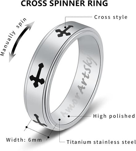 Fidget Rings for Women Men Anxiety: Titanium Stainless Steel Spinner Gear Ring Thumb Ring Mens womens Wedding Band Ring Silver Blue Black Tone Size 6 7 8 9 10 in Saudi Arabia