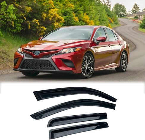 194999 مقاوم لأشعة الشمس ومقاوم للماء في عاكس الرياح للنافذة الجانبية للقناة، 4 قطع مجموعة واقيات المطر البديلة، واقي النافذة مناسب لسيارة Toyota Camry 2018-2023 in Kuwait
