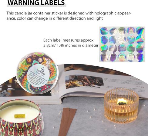 120pcs Wood Candle Wicks, Long Lasting Flame, Easily Burn, Natural Candle Cores with Stand and Glue Dot, Warning Label for DIY Candle Making in Kuwait