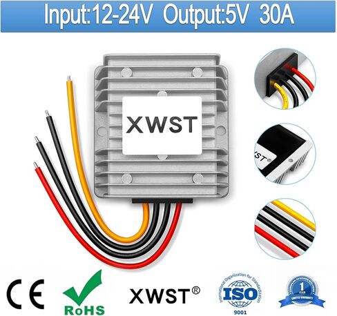 DC 12V 24V Step Down to 5V 30A 150W Converter Voltage Reducer, 5Volt Regulator Waterproof DC/DC Buck Transformer Power Supply in Saudi Arabia