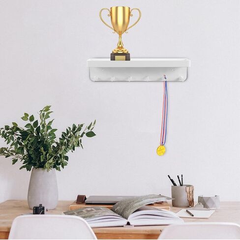 Toddmomy 1pcs Trophy and Medal Display Shelf,Medal Holder Trophy Display Shelf with Hooks for Wall Display Gymnastics, Soccer Medals Awards Rack in Saudi Arabia