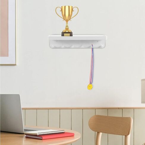 Toddmomy 1pcs Trophy and Medal Display Shelf,Medal Holder Trophy Display Shelf with Hooks for Wall Display Gymnastics, Soccer Medals Awards Rack in Saudi Arabia