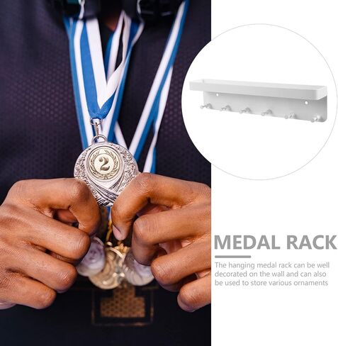 Toddmomy 1pcs Trophy and Medal Display Shelf,Medal Holder Trophy Display Shelf with Hooks for Wall Display Gymnastics, Soccer Medals Awards Rack in Saudi Arabia