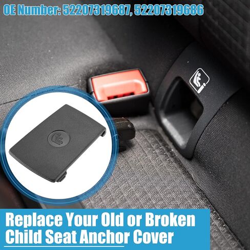 Rear Child Seat Anchor ISOFix Cover 52207319687 52207319686 for BMW 1 Series E81 E82 F20 F21 Black in Saudi Arabia