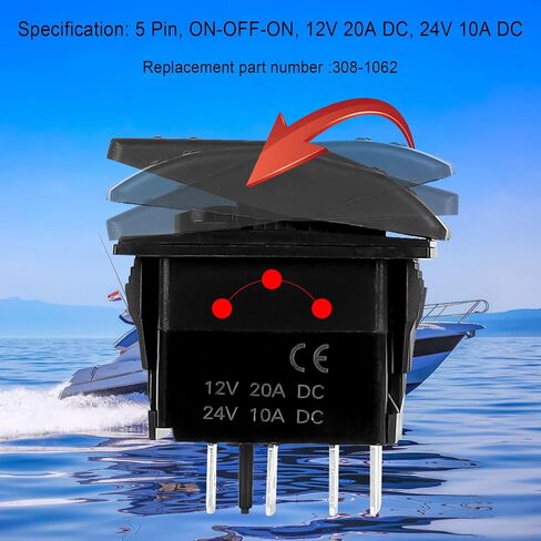 308-1062 Rocker Switch 5 Pin (ON)-Off-(ON), Compatible with Onan for Cummins Generator, Remote Start Switch with Indicator Light,with 5-Pin Line in Saudi Arabia