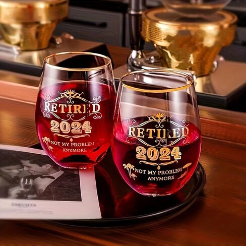 Great Retirement Gifts for Women & Men 2024! This retirement stemless wine glass is a great gift for retirement, going away, Christmas, Thanksgiving, Fathers Day, birthday. in Saudi Arabia