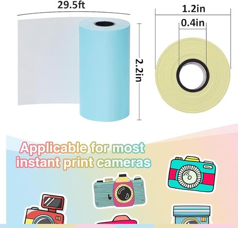 5 لفات من ورق الطباعة الفوري لكاميرا الأطفال، ورق الطابعة، مجموعة ورق الطباعة الحرارية للطباعة عالية الدقة (57 × 25 مم وردي) in Kuwait