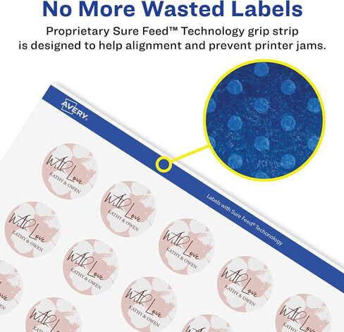 Avery Durable Waterproof Round Labels with Sure Feed, 0.75" Diameter, 2,000 Oil and Tear-Resistant Waterproof Labels, Print-to-The-Edge, Laser/Pigment-Based Inkjet Printable Labels in Saudi Arabia