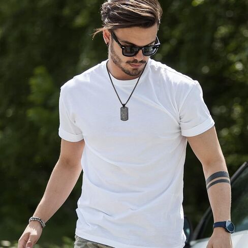Men Necklace, Stainless Steel Dog Tags Pendant Necklace for Men Boys with Box Chain 22 Inches in Saudi Arabia