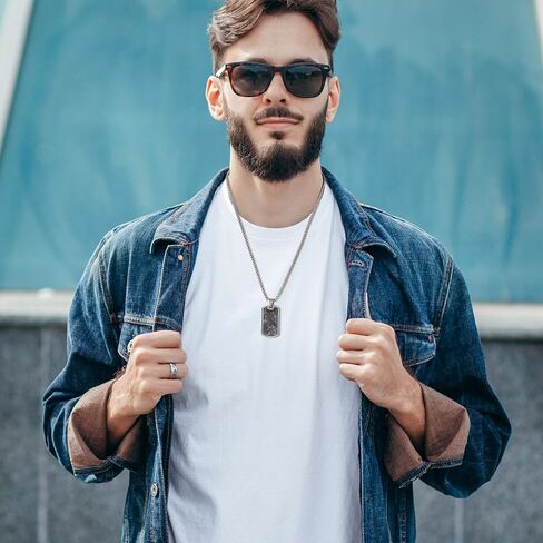 Men Necklace, Stainless Steel Dog Tags Pendant Necklace for Men Boys with Box Chain 22 Inches in Saudi Arabia
