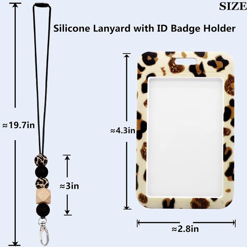 BIHRTC Silicone ID Badge Holders with Beaded Necklace Lanyard Vertical ID Card Holders for Women Nurses Teacher Office School in Saudi Arabia