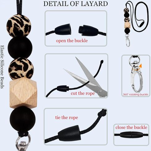 BIHRTC Silicone ID Badge Holders with Beaded Necklace Lanyard Vertical ID Card Holders for Women Nurses Teacher Office School in Saudi Arabia