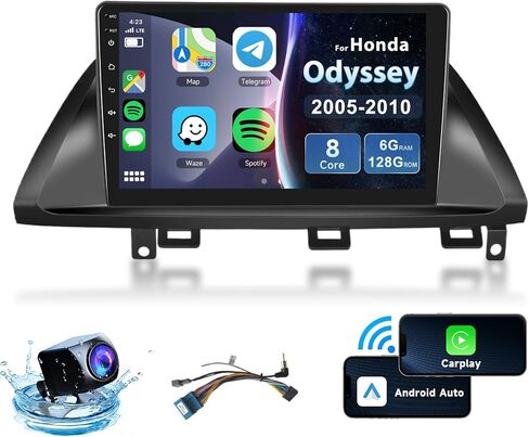8 Core 6G+128G Car Radio for Honda Odyssey 2005 2006 2007 2008 2009 2010, Wireless Apple Carplay Android Auto Car Stereo, 10.1" IPS Touchscreen with WiFi, GPS, Bluetooth,FM/RDS, 32EQ DSP, Rear Camera in Saudi Arabia