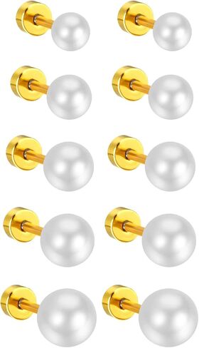 OIDEA 12 Colors Faux Pearl Earrings for Women: Fake Pearl Earrings Stud Set Hypoallergenic Stainless Steel Stud Earrings Set for Women Girls in Saudi Arabia