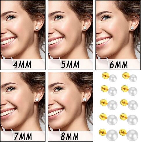 OIDEA 12 Colors Faux Pearl Earrings for Women: Fake Pearl Earrings Stud Set Hypoallergenic Stainless Steel Stud Earrings Set for Women Girls in Saudi Arabia