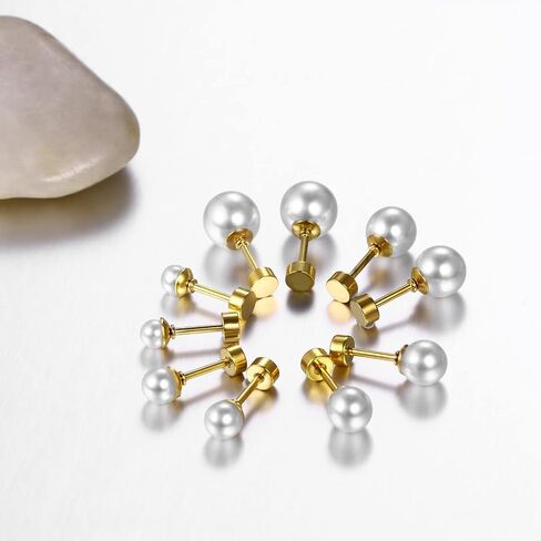 OIDEA 12 Colors Faux Pearl Earrings for Women: Fake Pearl Earrings Stud Set Hypoallergenic Stainless Steel Stud Earrings Set for Women Girls in Saudi Arabia