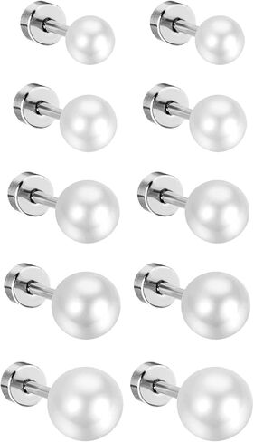OIDEA 12 Colors Faux Pearl Earrings for Women: Fake Pearl Earrings Stud Set Hypoallergenic Stainless Steel Stud Earrings Set for Women Girls in Kuwait