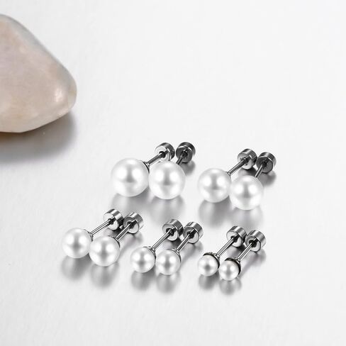 OIDEA 12 Colors Faux Pearl Earrings for Women: Fake Pearl Earrings Stud Set Hypoallergenic Stainless Steel Stud Earrings Set for Women Girls in Kuwait