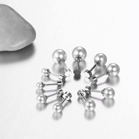 OIDEA 12 Colors Faux Pearl Earrings for Women: Fake Pearl Earrings Stud Set Hypoallergenic Stainless Steel Stud Earrings Set for Women Girls in Kuwait