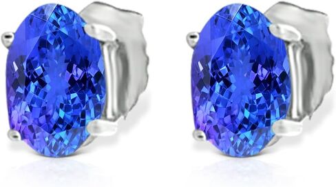 14KT White Gold Tanzanite Stud Earring for womens (0.50 Cttw, Oval Cut 5x3MM) in Saudi Arabia