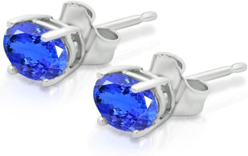 14KT White Gold Tanzanite Stud Earring for womens (0.50 Cttw, Oval Cut 5x3MM) in Saudi Arabia