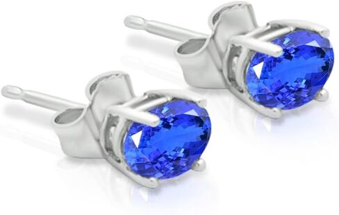 14KT White Gold Tanzanite Stud Earring for womens (0.50 Cttw, Oval Cut 5x3MM) in Saudi Arabia