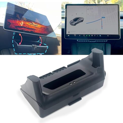 Tesla Sunglass Holder for Tesla Model 3 and Model Y with Extra Under Screen Storage - Hidden Tesla Center Console Organizer - Tesla Model Y Accessories - Tesla Model 3 Accessories in Saudi Arabia