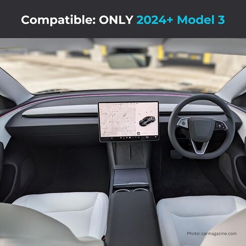 Tesla Sunglass Holder for Tesla Model 3 and Model Y with Extra Under Screen Storage - Hidden Tesla Center Console Organizer - Tesla Model Y Accessories - Tesla Model 3 Accessories in Saudi Arabia