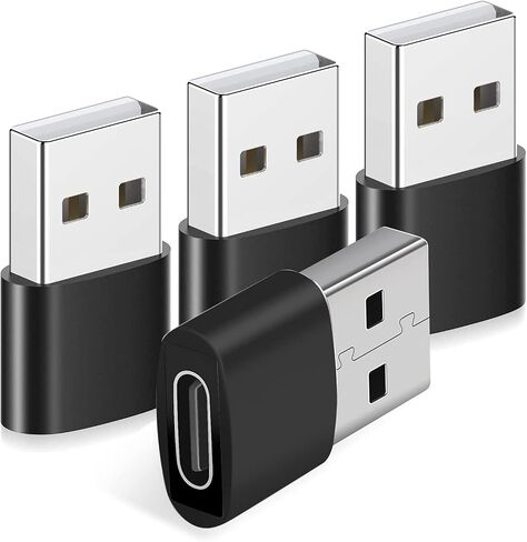 محول USB C أنثى إلى USB ذكر (4 حزم) محول كابل USB C أنثى إلى USB ذكر متوافق مع السفر الذي يجب اقتناؤه، محول USB C إلى USB من الألومنيوم، كابل شاحن من النوع C، محول طاقة متوافق in Saudi Arabia
