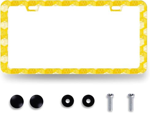 Blue Boho Flowers License Plate Frame Cute Floral License Plate Personalise Auto Parts for Men Women Car Decoration Stainless Steel Rust-Proof Funny License Plate Holder with Screws 12.2" x 6.2" in Saudi Arabia