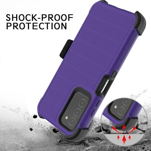 for Samsung Galaxy A03S Phone Case with Tempered Glass Screen Protector, [Holster Series] Belt Clip Hard Tough Full Heavy Duty Rugged Military Shockproof Armor Cell Phone Cover (Black) in Saudi Arabia