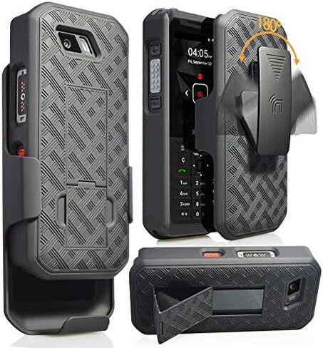 سلسلة Nakedcellphone Combo المتوافقة مع حافظة Sonim XP5s، غطاء صلب بمسند مع [دوار/سقاطة] مشبك حزام كومبو لـ XP5800 - أسود in Saudi Arabia