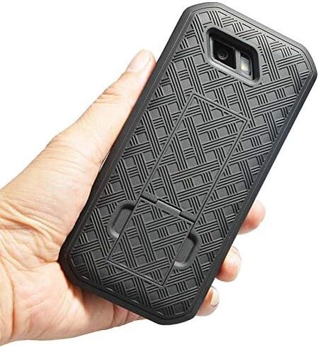 سلسلة Nakedcellphone Combo المتوافقة مع حافظة Sonim XP5s، غطاء صلب بمسند مع [دوار/سقاطة] مشبك حزام كومبو لـ XP5800 - أسود in Saudi Arabia