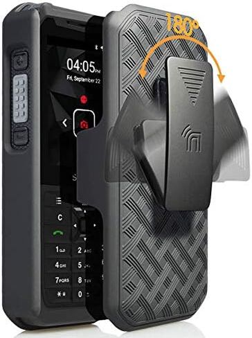 سلسلة Nakedcellphone Combo المتوافقة مع حافظة Sonim XP5s، غطاء صلب بمسند مع [دوار/سقاطة] مشبك حزام كومبو لـ XP5800 - أسود in Saudi Arabia