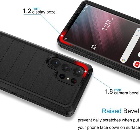 حافظة Tekcoo لهاتف Galaxy S23 Ultra بمشبك حزام قفل [تم اختبار السقوط من الدرجة العسكرية 12FT] غطاء مسند كامل الجسم لهاتف Samsung Galaxy S23 Ultra 5G [أسود] in Kuwait
