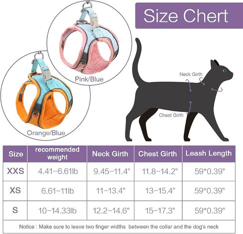 ORIA Dog Harness, No-Pull Pet Harness, Dog Harness and Leash Set, Breathable and Adjustable Pet Vest with Reflective Strips, for Small Kitten, Puppy, Orange and Blue, XXS in Saudi Arabia