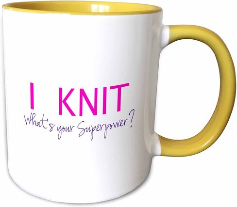 3dRose Superpower-Fun Gift For Knitters-Knitting Love Two Tone Black Mug, 11 oz in Saudi Arabia