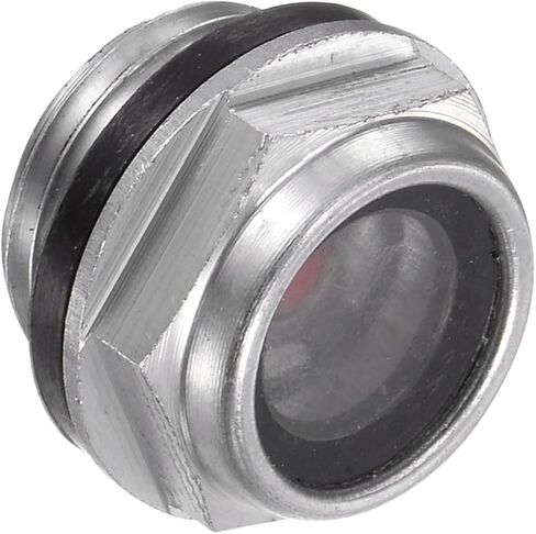 زجاج رؤية زيت ضاغط الهواء، | خيط ذكر M24x1.5mm | نافذة زجاجية لمؤشر مستوى سائل الزيت برأس سداسي من الألومنيوم - (التطبيقات: لتركيبات علبة التروس)، قطعة واحدة in Saudi Arabia