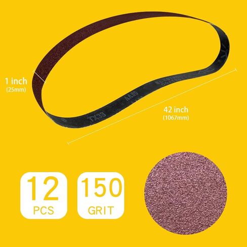 1 x 42 Inch 120 Grit Sanding Belt | Premium Aluminum Oxide Sanding Belt | Premium Sander Sandpaper – 12 Pack in Kuwait